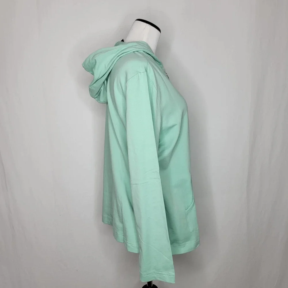 Karen Scott Long Sleeve Zip-Front Hoodie Antique Mint NWT Size Large - Picture 5 of 8